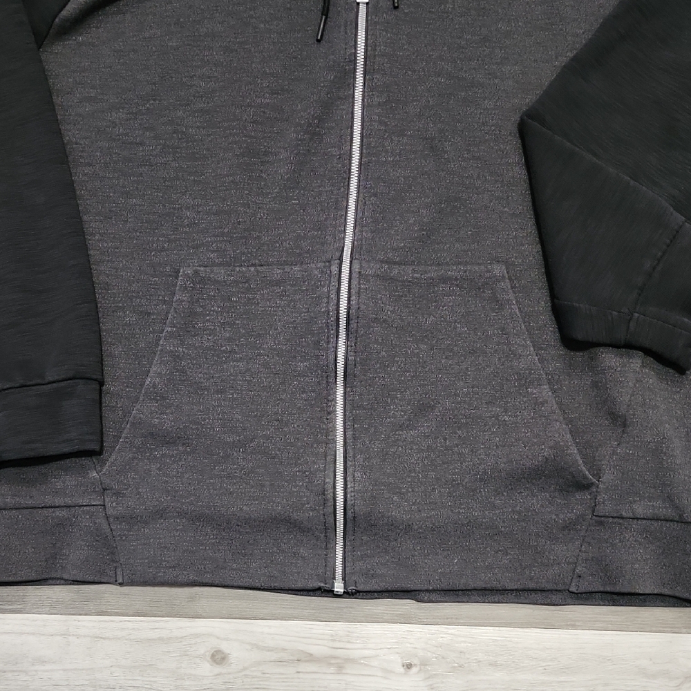 Nike Sportswear Optic Fleece Full-Zip Hoodie Black Gray Rubber Box Logo 2XL - Picture 5 of 10